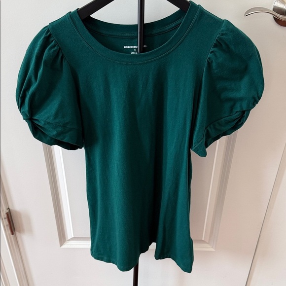 Amazon Essentials Tops - Amazon Essentials Dark Green Puff Sleeve Tee